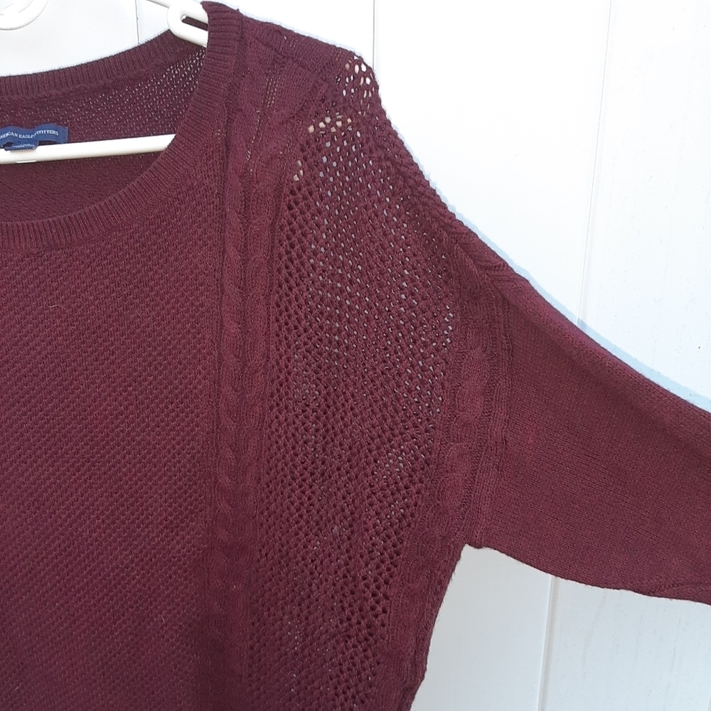 American Eagle Burgundy Long Sleeve Sweater - Picture 2 of 4